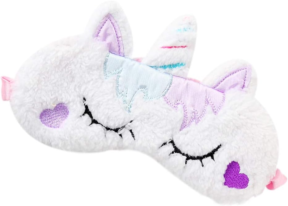 Cute Animal Sleeping Sleep Mask Soft Plush Blindfold Cute Rabbit Panda Koala Eye Cover Eyeshade for Kids Teens Girls Women (Unicorn Rainbow)