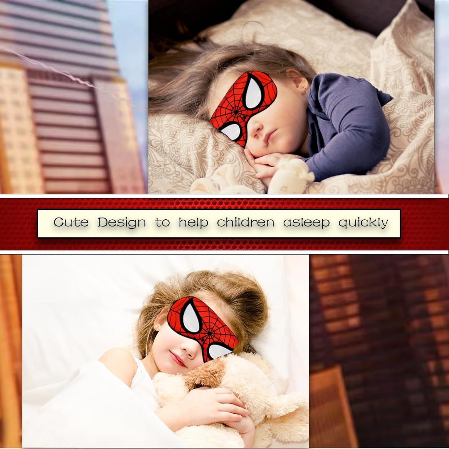 Cute Silk Sleep Mask, 1PACK Kids Eye Mask with Lightweight Adjustable Strap for Sleeping Boys Girls Women Men Travel Party Supplies