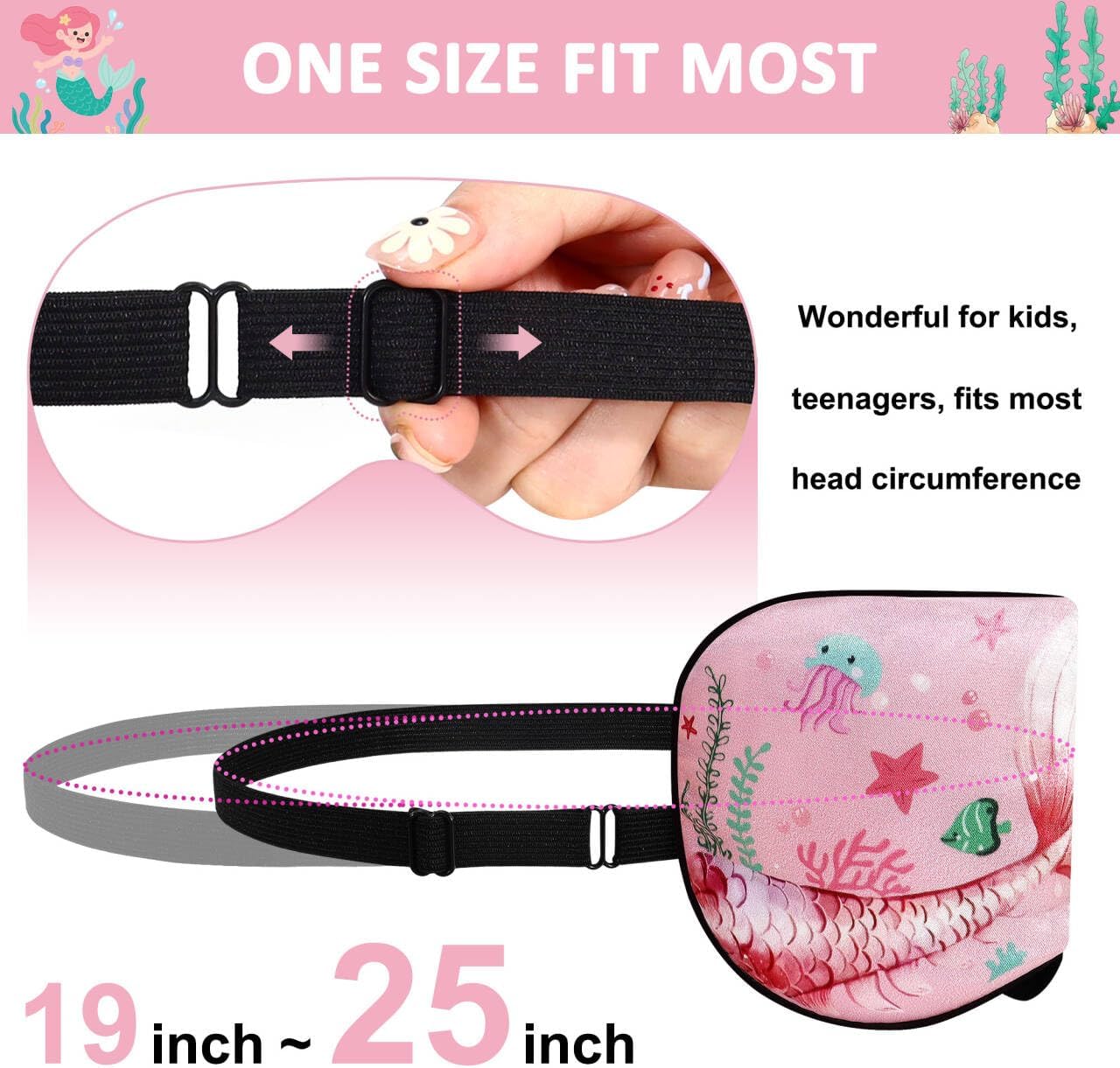 2 Pack Sleep Mask, Cute Unicorn Mermaid Blackout Sleeping Mask, Animal Mask with Adjustable Buckle, Soft Eye Blindfold for Girls Women Home Travel Party Ocean Rainbow Eye Cover Pink