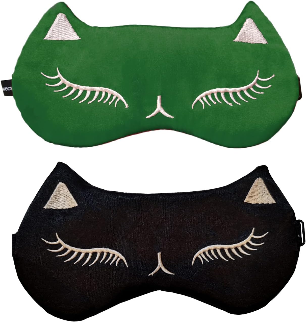 Cute Cat Sleep Mask for Kids, 2 Pack Silk Sleeping Eye Cover Adjustable Mask Night Eyeshade Cover for Girls Boys Women Men Sleep Travel Nap Party Supplies