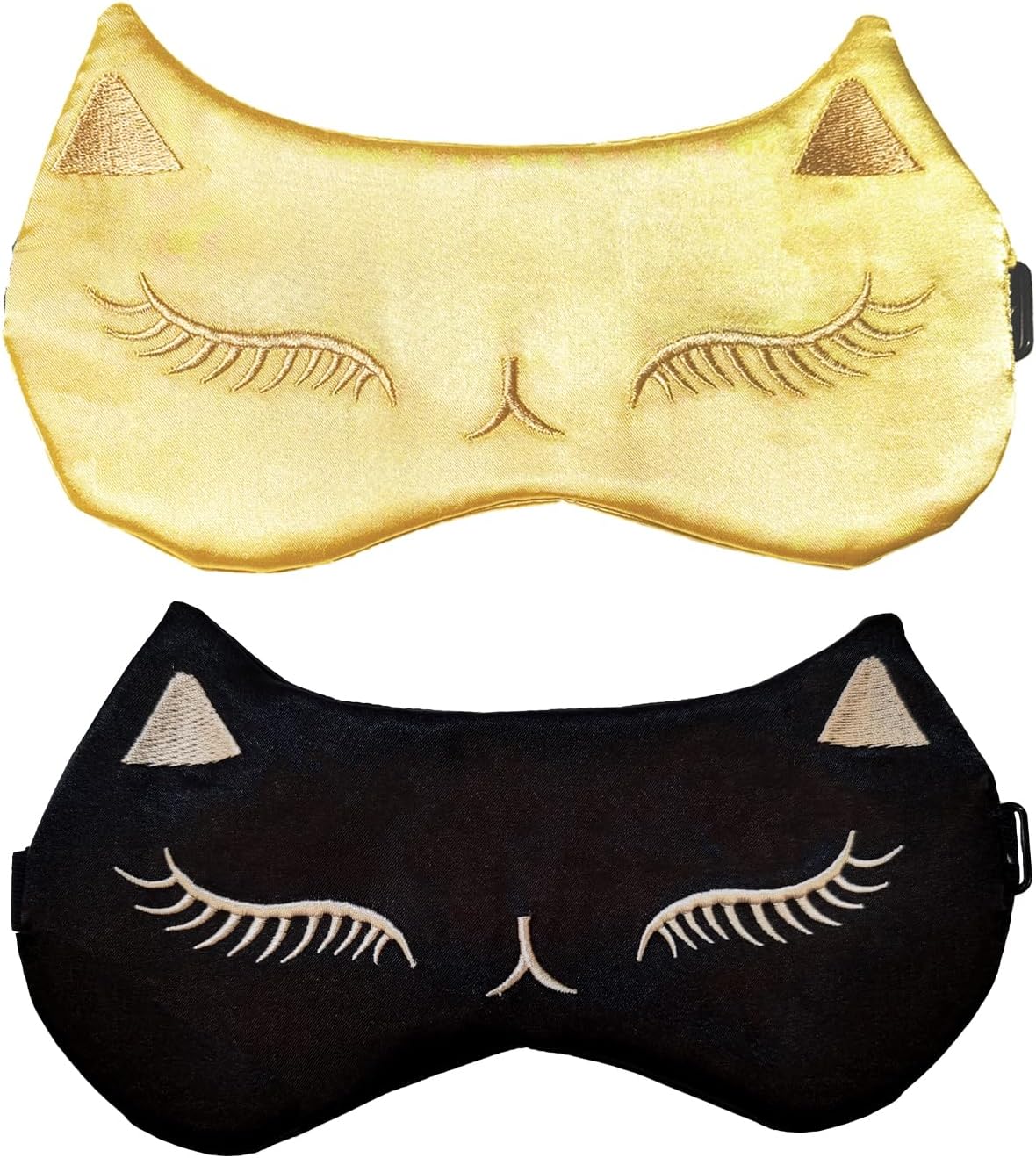 Cute Cat Sleep Mask for Kids, 2 Pack Silk Sleeping Eye Cover Adjustable Mask Night Eyeshade Cover for Girls Boys Women Men Sleep Travel Nap Party Supplies