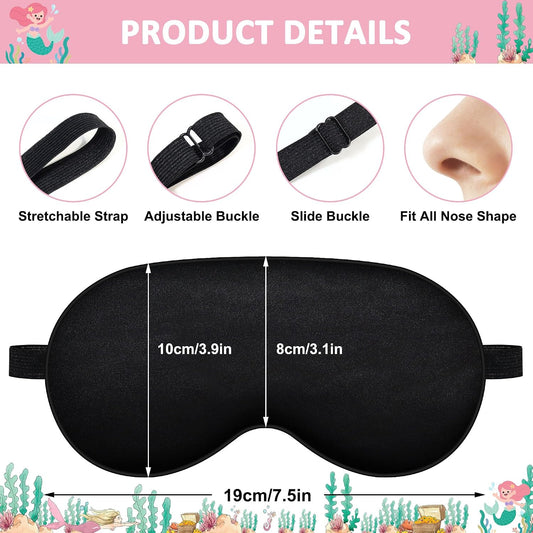 2 Pack Sleep Mask, Cute Unicorn Mermaid Blackout Sleeping Mask, Animal Mask with Adjustable Buckle, Soft Eye Blindfold for Girls Women Home Travel Party Ocean Rainbow Eye Cover Pink